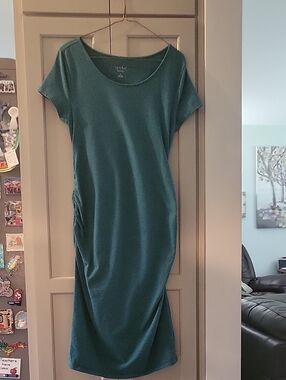 Isabel Maternity Teal Gathered Dress